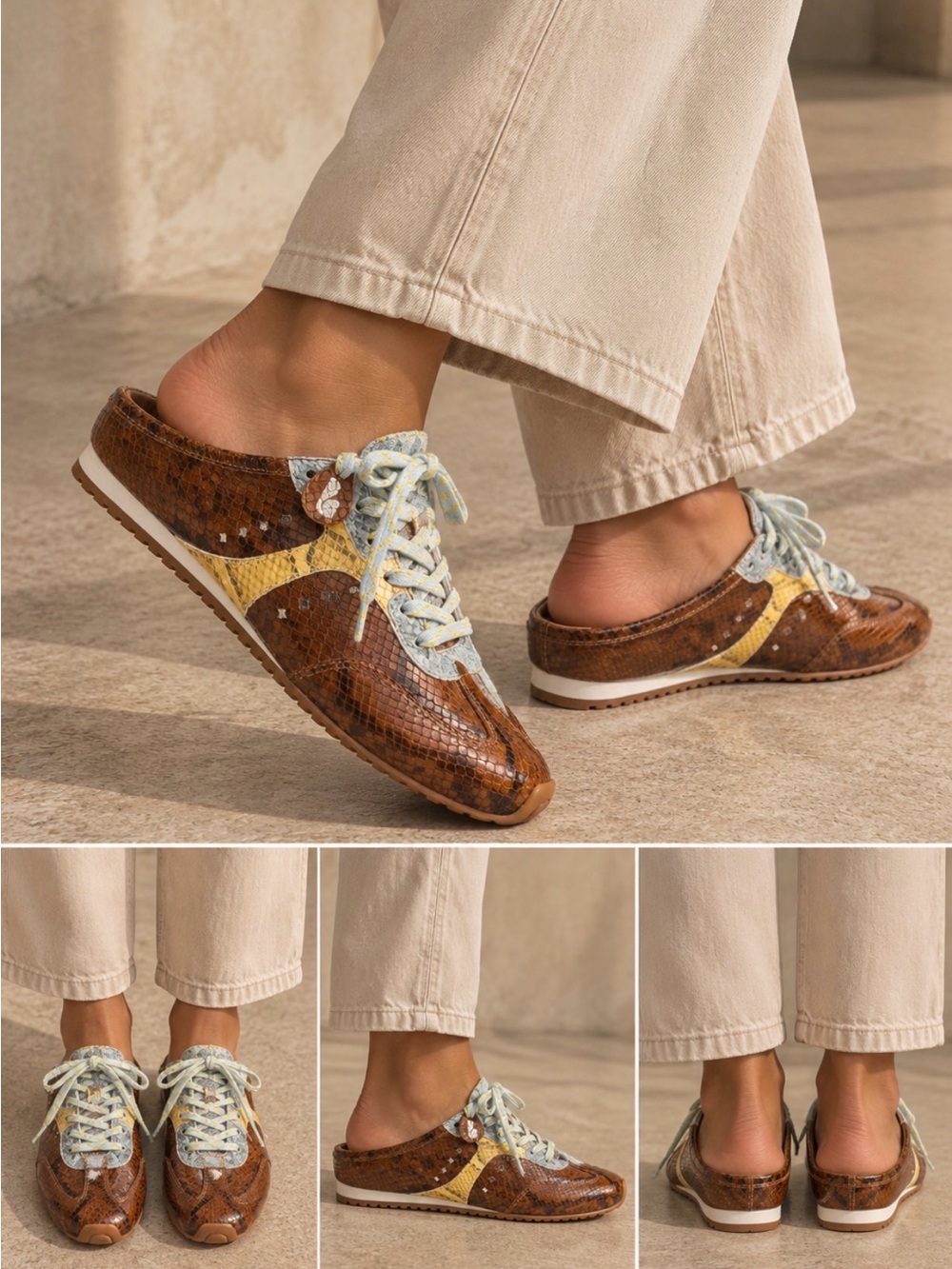 Larroude Stella Mule In Python Printed Leather - Picture 7 of 13